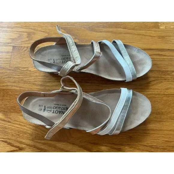 NAOT HERO Beige Neutral Rose Gold Wedge Sandals Shoes 41 EU 10 US - Picture 8 of 8